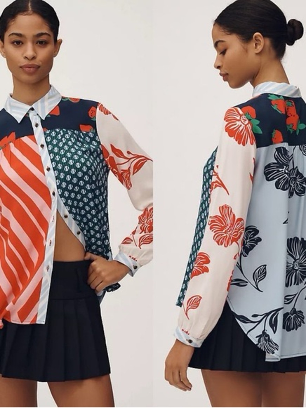 Anthropologie Maeve Paz Contrast Button-Down Shirt